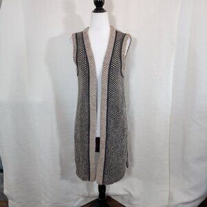 Club Monaco Wool Alpaca Blend Knit Sweater Vest Longline Textured XS Layering